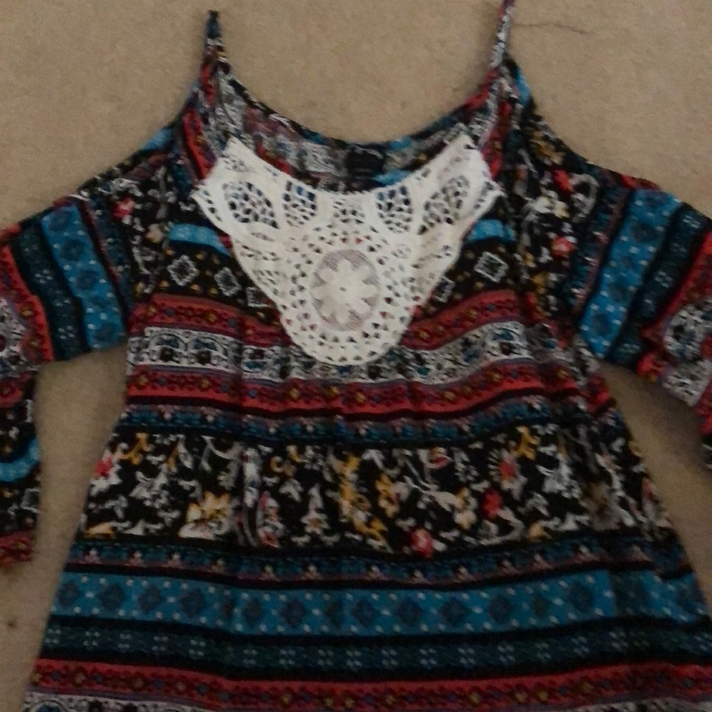 Colorful off the shoulder blouse
